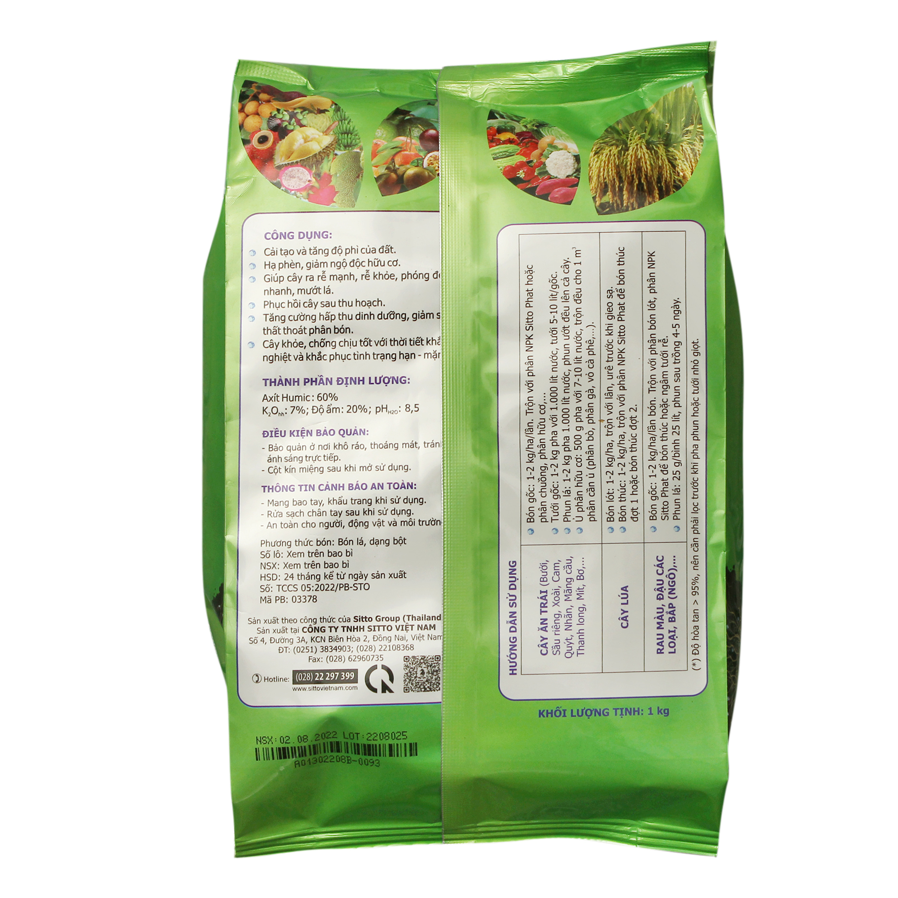 Phân bón lá sinh học đa lượng gói 1kg SITTO HUMIC TOTAL