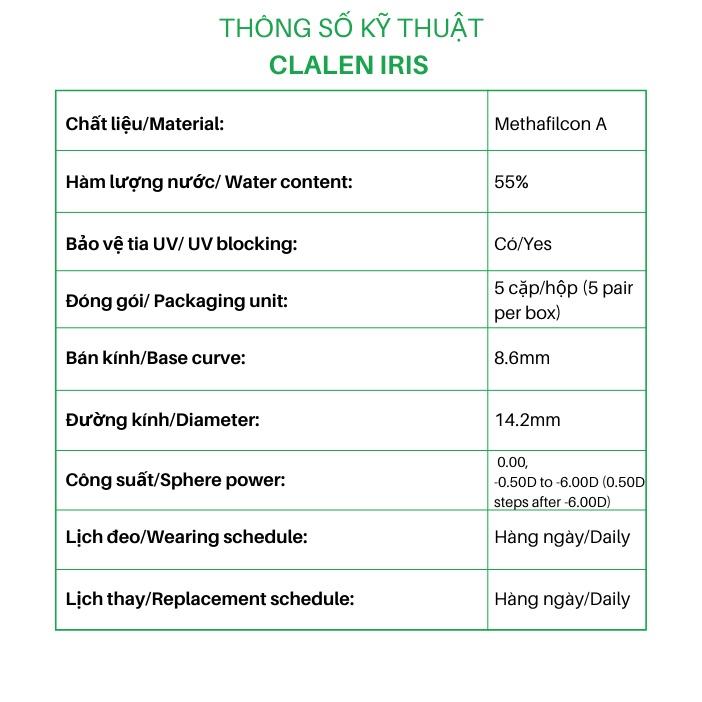 Kính áp tròng Hàn Quốc có độ Clalen Iris màu nâu tự nhiên Soul Brown dùng 1 ngày(theo công nghệ Đức)