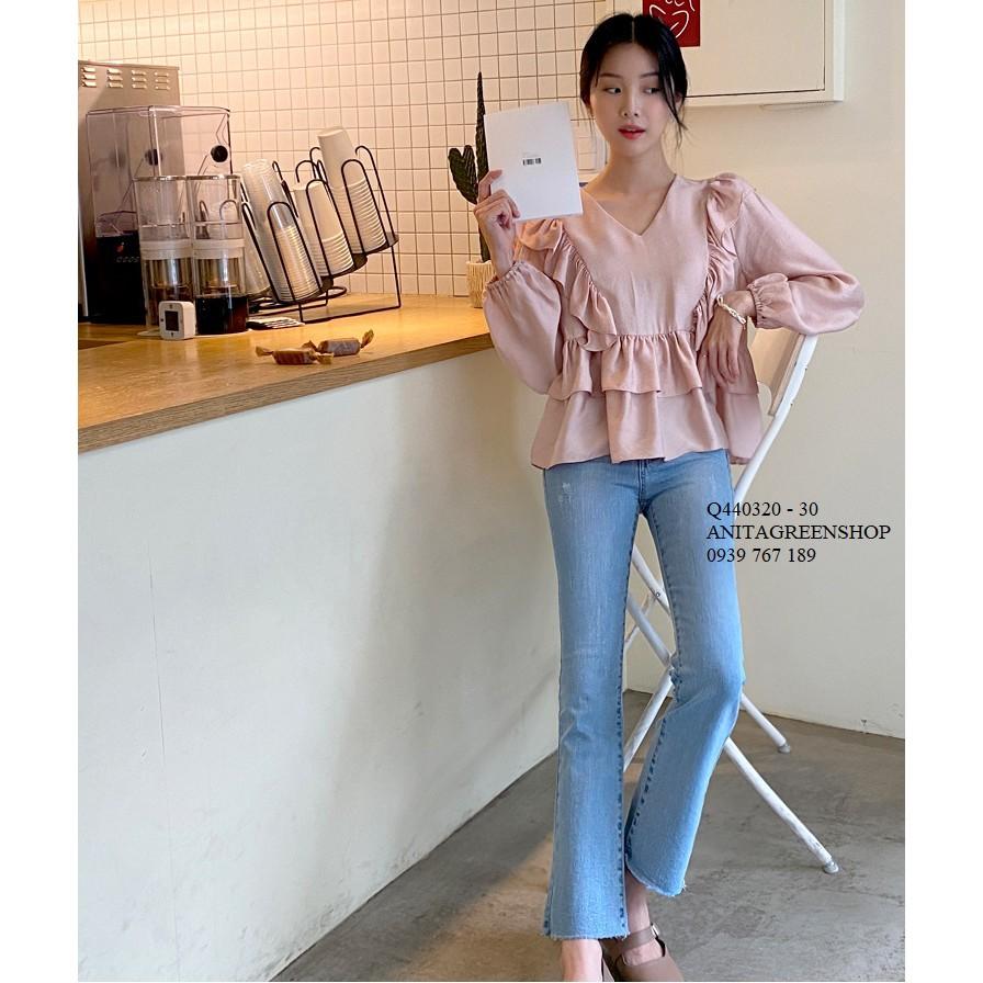 Q440320 ÁO KIỂU DÀI TAY NHÚN BÈO