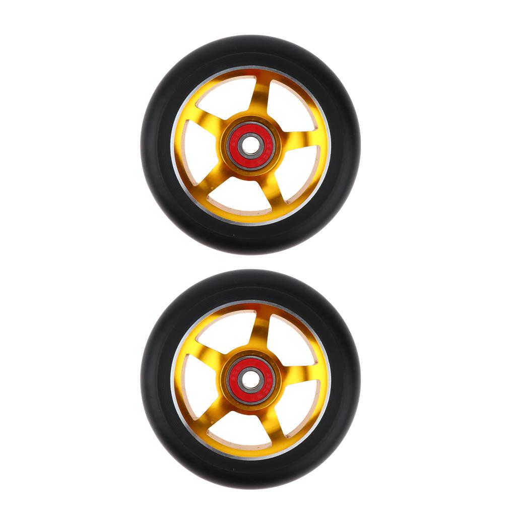 2 Sets of 100mm Replacement Wheels with Gold And Blue Bearings And Bushings