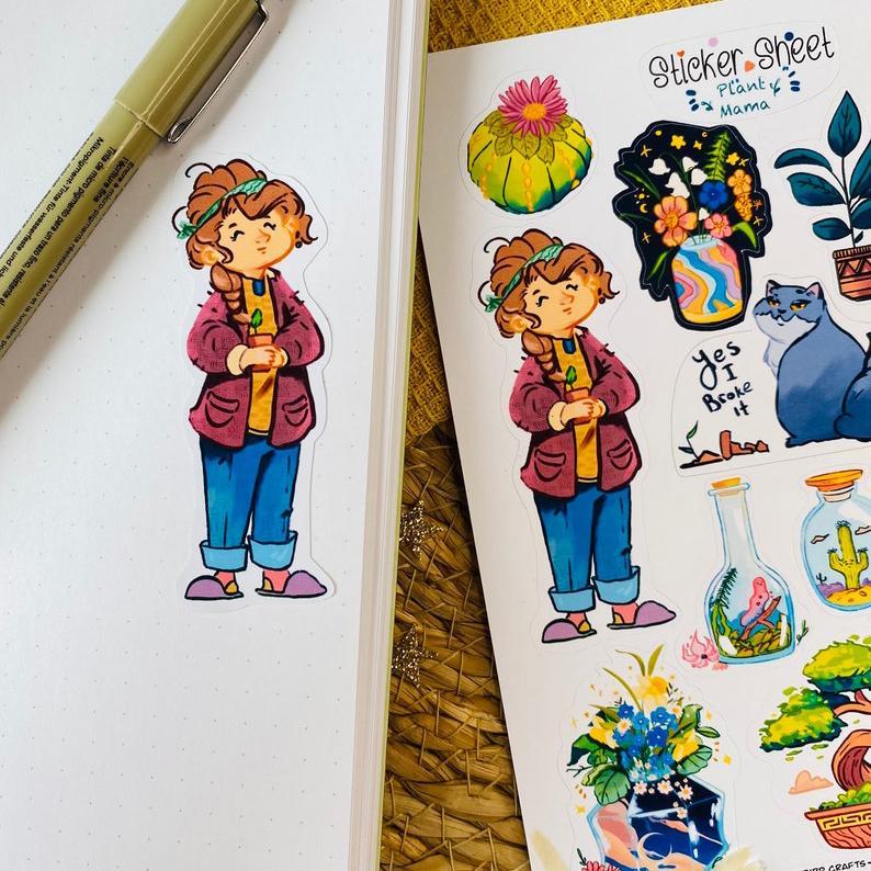 Sticker sheet plant mama - chuyên dán, trang trí sổ nhật kí, sổ tay | Bullet journal sticker - unim053