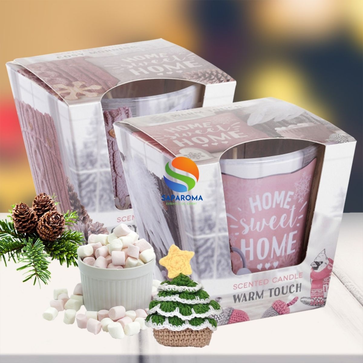 Combo 2 ly nến thơm tinh dầu Bartek Home Sweet Home 115g - hương thông, len, nến trang trí, thơm phòng, thư giãn, hỗ trợ khử mùi