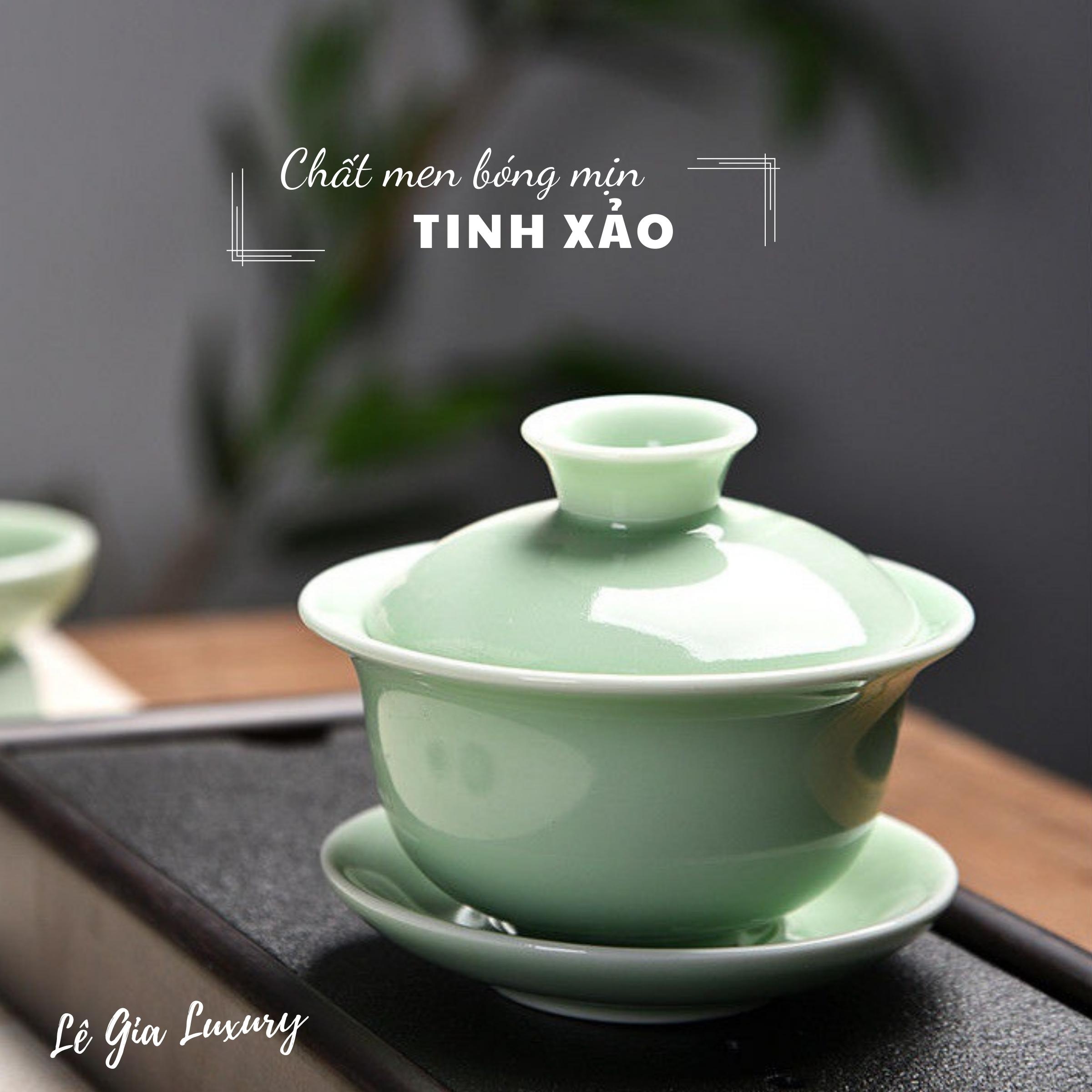 Bộ ấm chén sứ pha trà đạo Cảnh Đức Trấn họa tiết Cá Chép nổi độc đáo, Bộ ấm chén uống trà