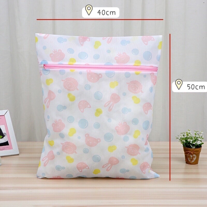 Combo 5 túi lưới giặt quần áo nhiều kích thước, họa tiết dễ thương, không xù lông, độ bền cao
