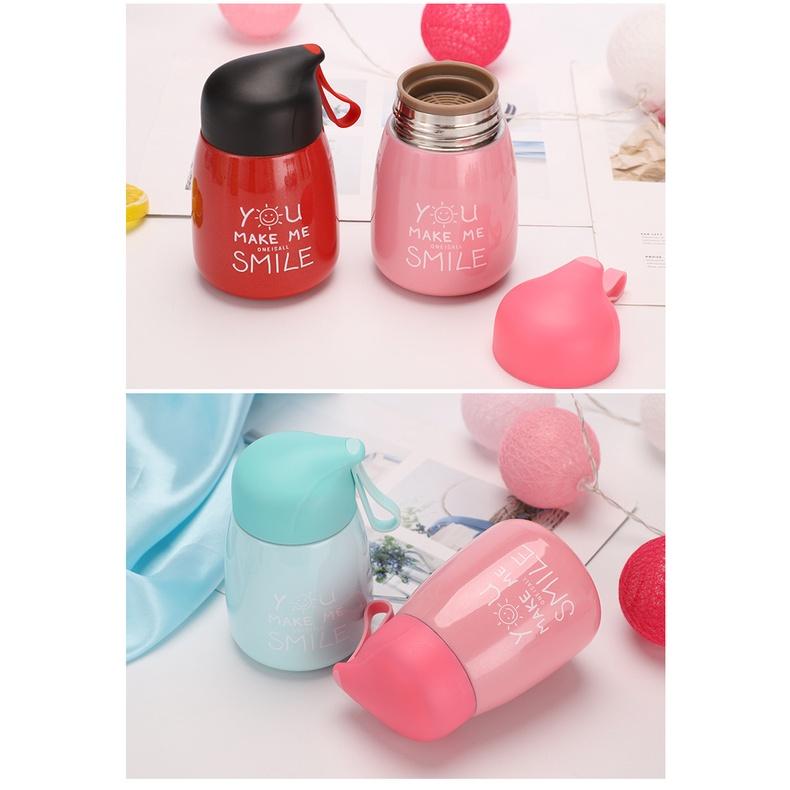 Bình giữ nhiệt mini hình giọt nước cao cấp in chữ You make Me smile 250ml