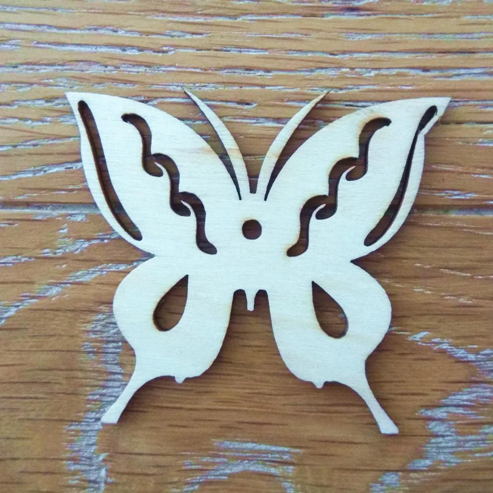20pcs Wooden Tags Butterfly Shape Hanger Decoration MDF Craft Scrapbooking