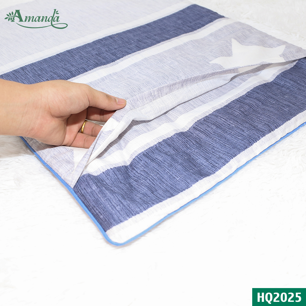 Vỏ gối nằm Amanda HQ2025, 100%  cotton lụa satin Hàn Quốc chất liệu vải không co rút biến dạng sau nhiều lần giặc