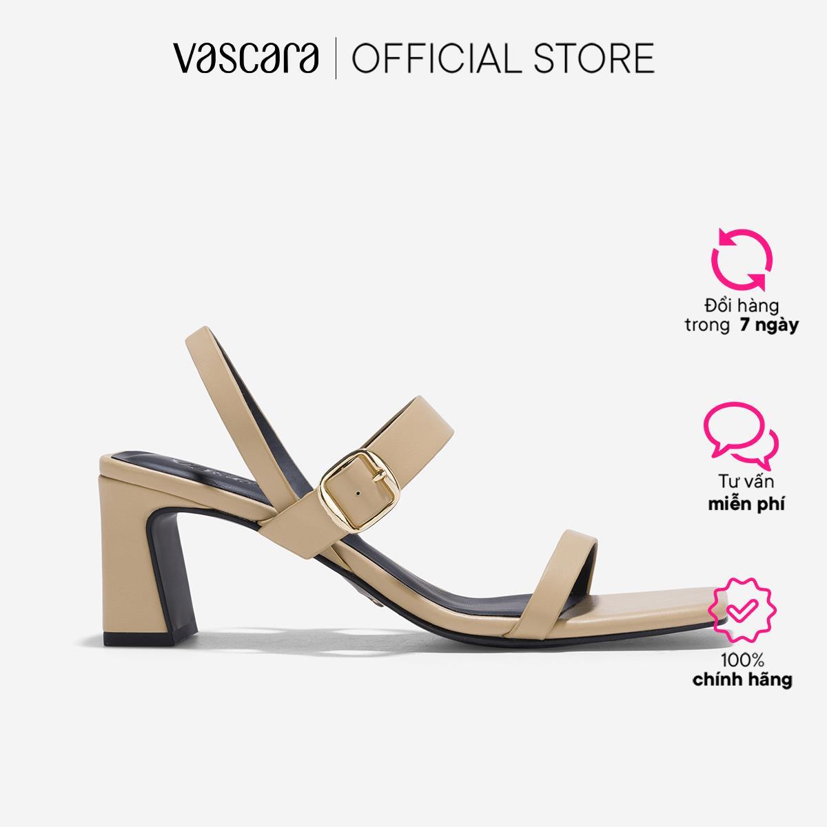 Vascara Giày Sandal Gót Trụ Nhấn Khóa Trang Trí - SDN 0795