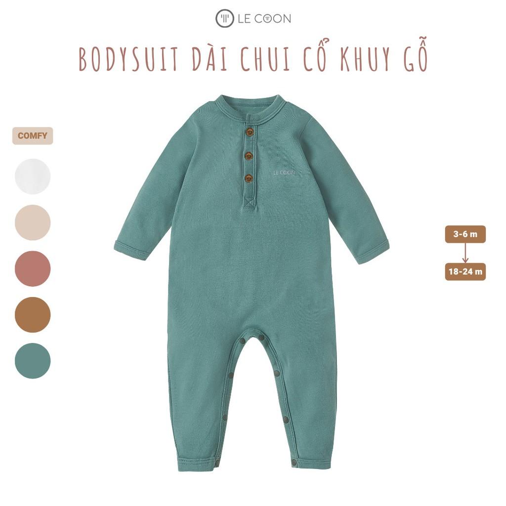 Bodysuit dài chui cổ khuy gỗ LC0549 Le coon - Be,9-12M