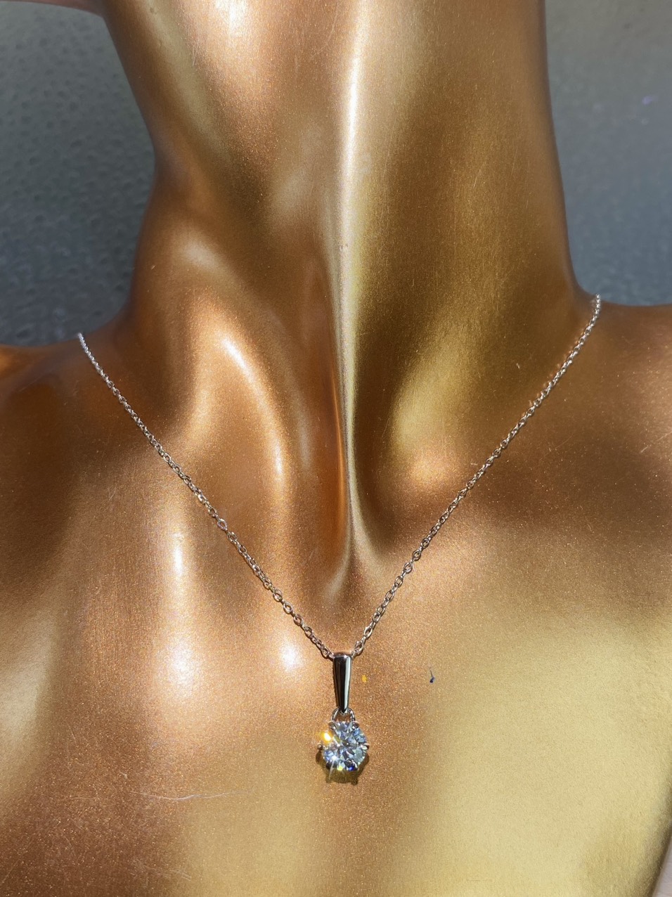 Dây cổ Bạc 925 xi Kim viên chủ Kim Cương nhân tạo Moissanite hạt 1.0carat - N10.928