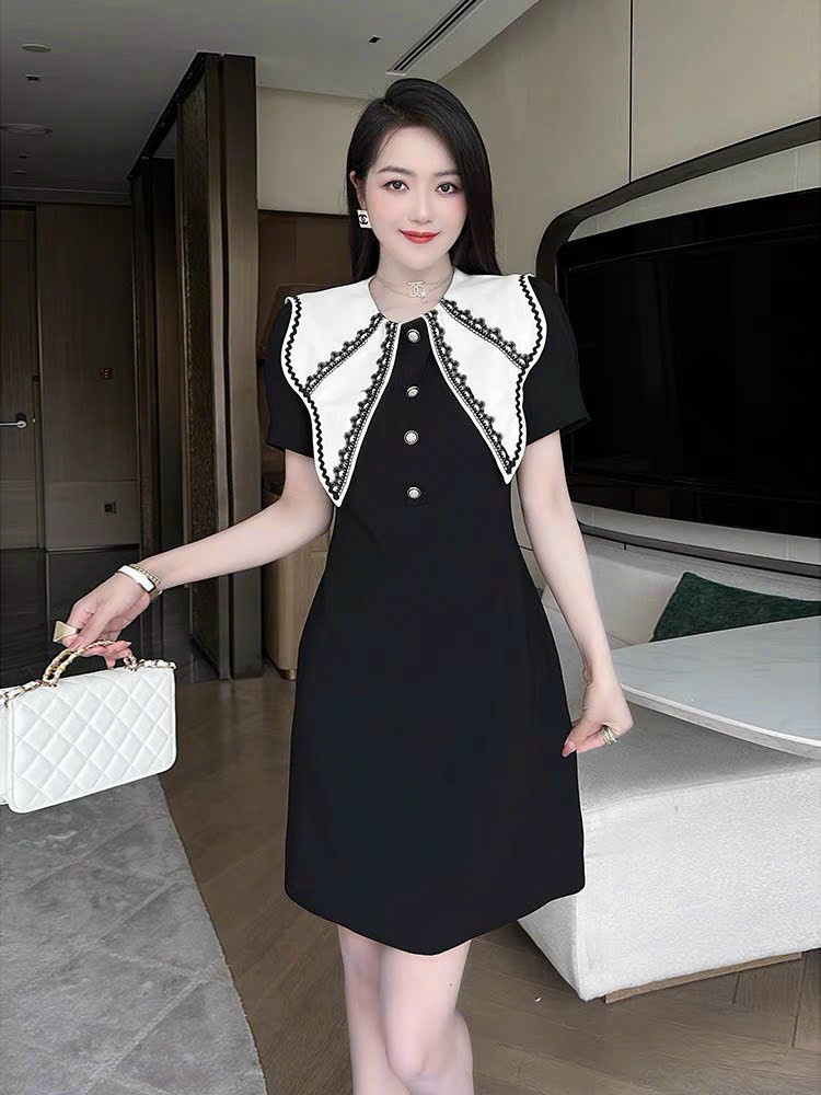Đầm suông cổ thêu cao cấp