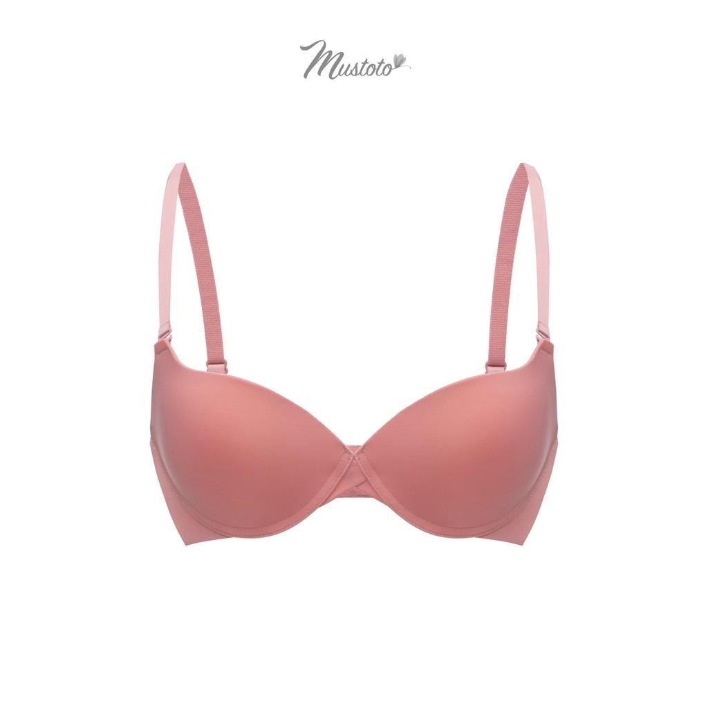 Áo Lót Nữ Trơn Nâng Ngực Có Gọng Mút Vừa 2cm Bra Hop Hồng Cam