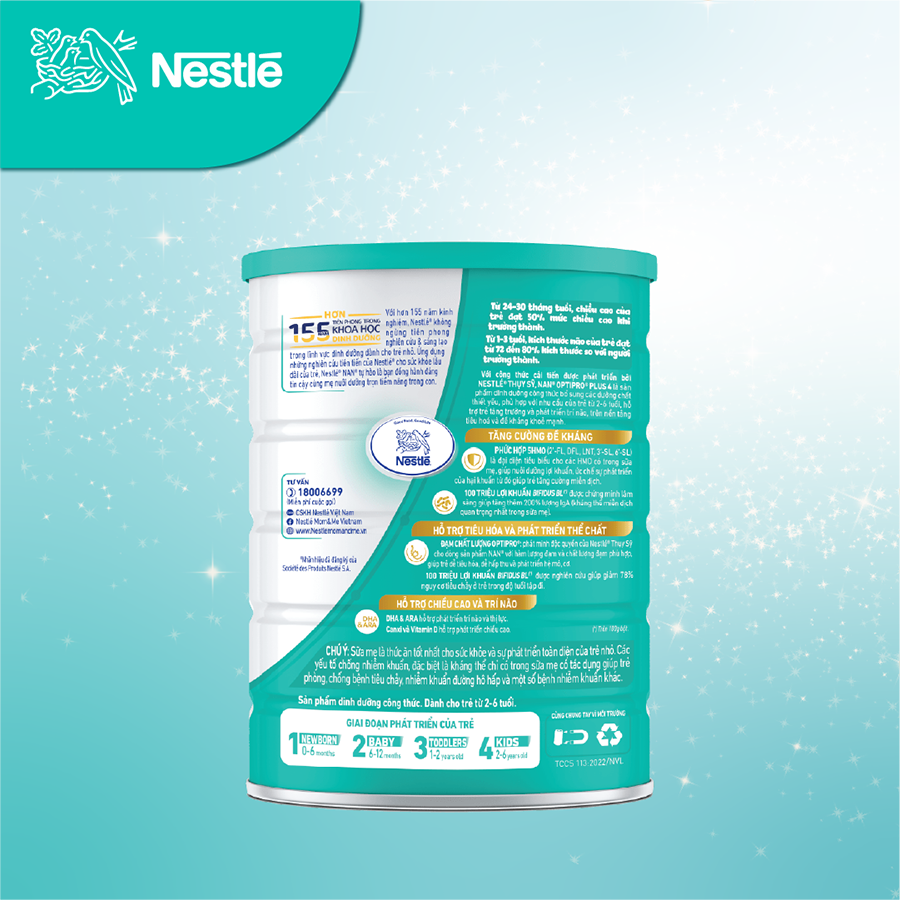 Combo 2 lon Sản Phẩm Dinh Dưỡng Nestlé NAN OPTIPRO PLUS 4 1500g/lon với 5HMO Hỗ Trợ Đề Kháng - Tiêu Hóa - Trí Não &amp; Chiều Cao - Tặng Chảo Inox Elmich 26cm dùng được cho bếp từ