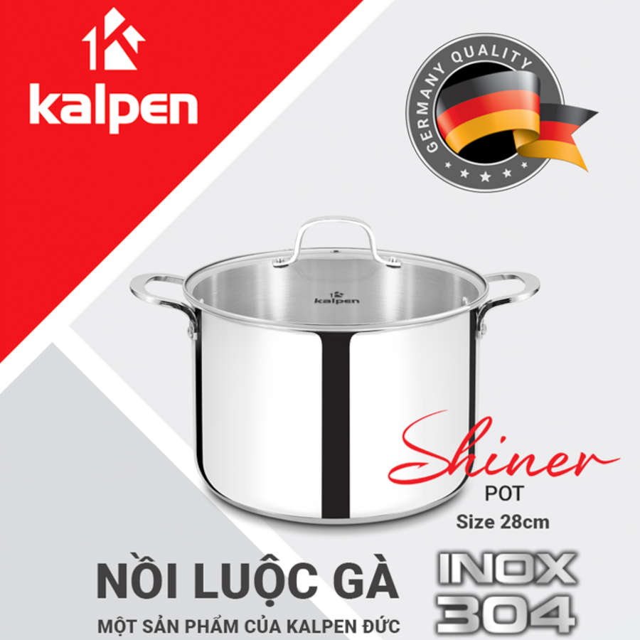 Nồi luộc gà Inox 304 cao cấp 5 đáy Kalpen size 28cm