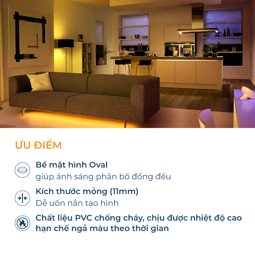 Đèn LED dây Philips HLS168 Cuộn 50m - Công suất 10W, ánh sáng vàng, ánh sáng trắng