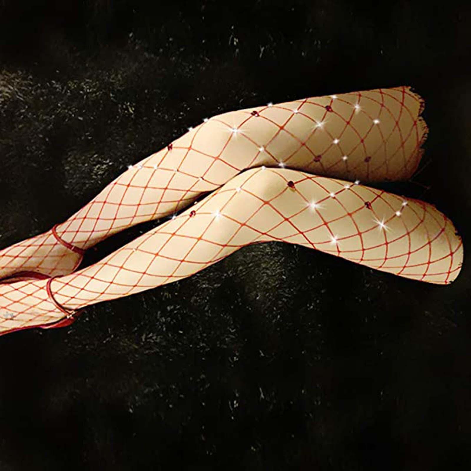 Stockings Elasticity Thin Hollow Out High Waist Rhinestone Tights