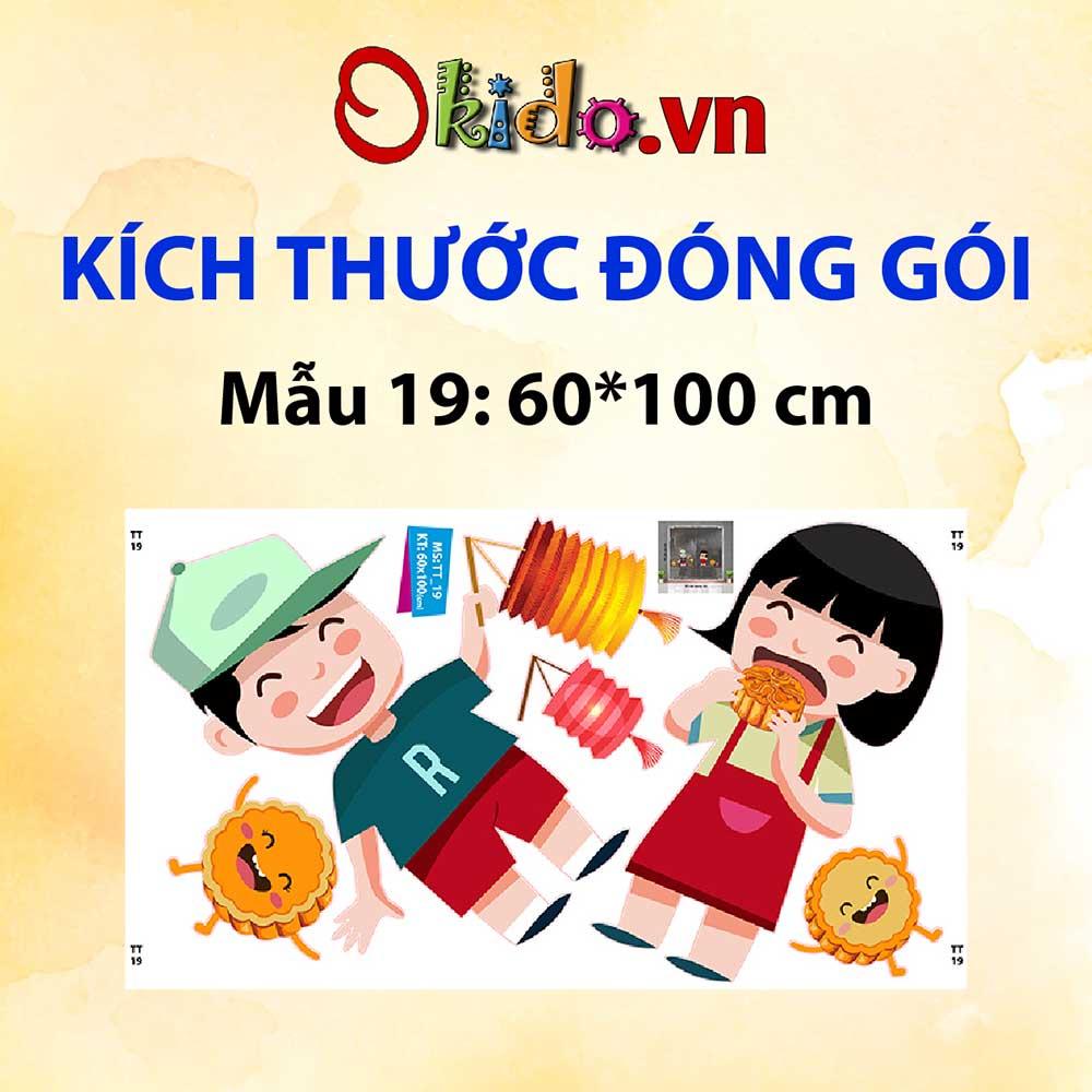 DECAL TRANG TRÍ TẾT TRUNG THU 2021 BÉ CHƠI LỒNG ĐÈN VÀ THƯỞNG BÁNH CÙNG THỎ NGỌC