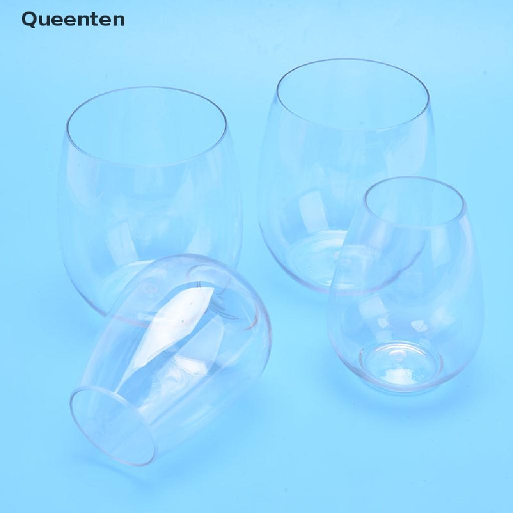 Queenten 4pc/Set Shatterproof Wine Glass Unbreakable PET Red Wine Tumbler Glasses Cups QT