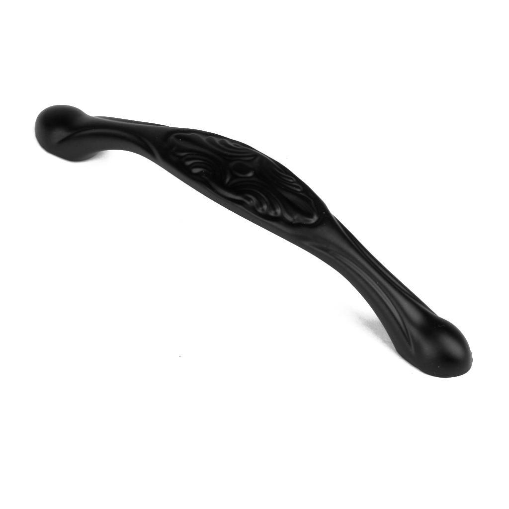 12.3 x 1.7cm Cabinet Door Drawer Bin Handle Pull Knob Hardware Black