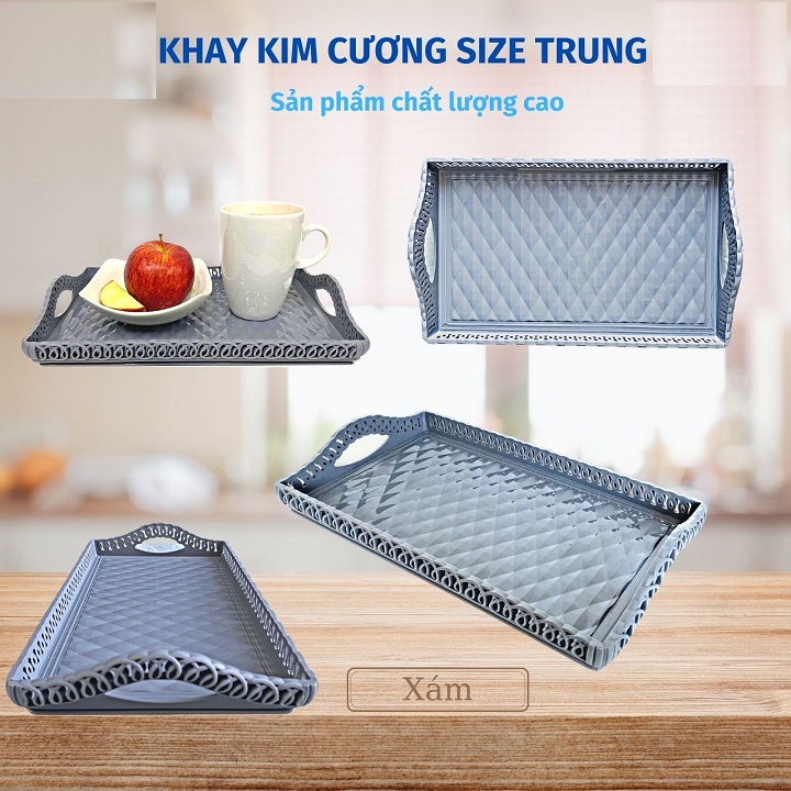 Khay Chữ Nhật Đa Năng Kích Thước 25 * 15 * 4 CM Nhựa Cao Cấp