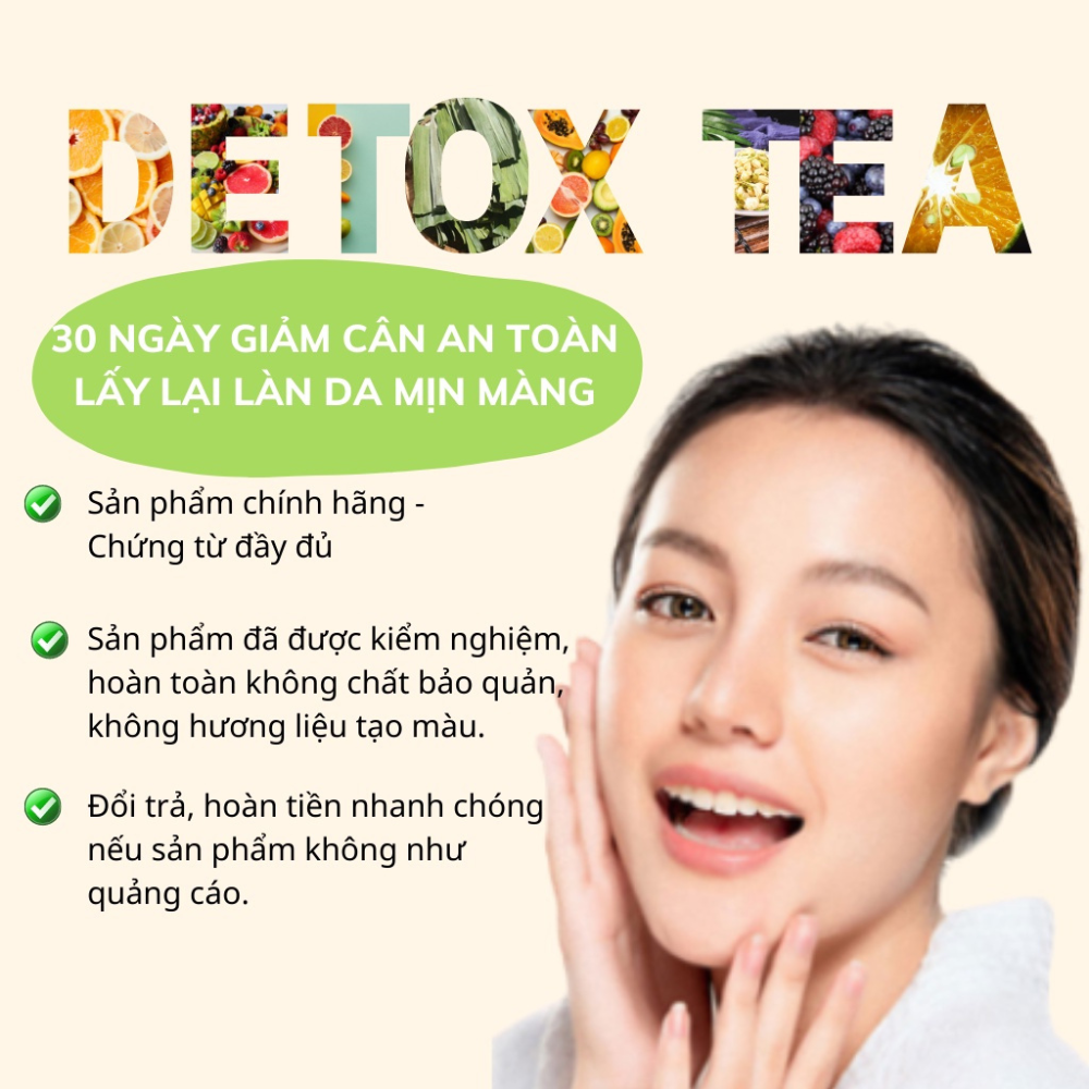 Hộp 30 gói trà detox hoa quả sấy khô robimart vip 5 vị giảm cân, giữ dáng, đẹp da - tặng kèm bình 1000ml, đường, mật ong