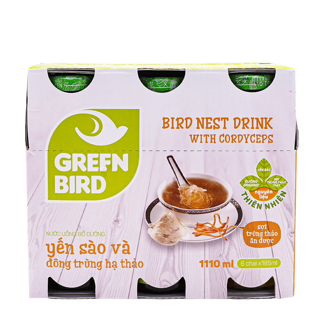 Nước uống bổ dưỡng yến sào và đông trùng hạ thảo Greenbird (Lốc 6 chai)