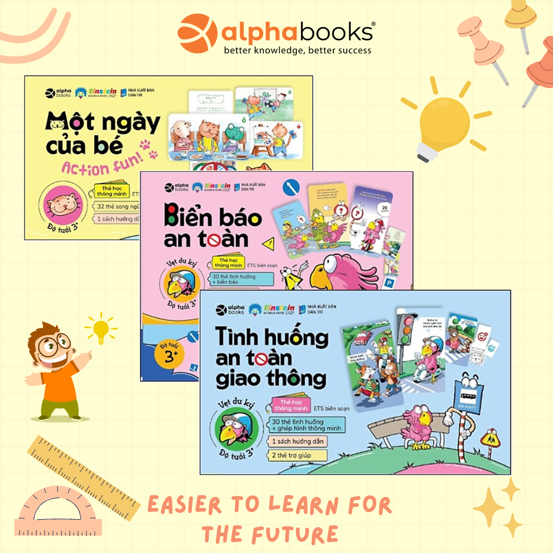 Combo Thẻ Học Thông Minh: Một Ngày Của Bé + Tình Huống An Toàn Giao Thông + Biển Báo An Toàn