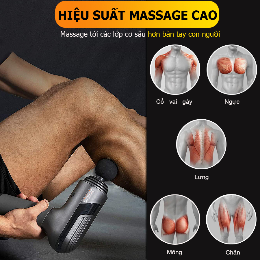 Súng massage toàn thân OKACHI LUXURY JP-i5 Pro (Viền đen)