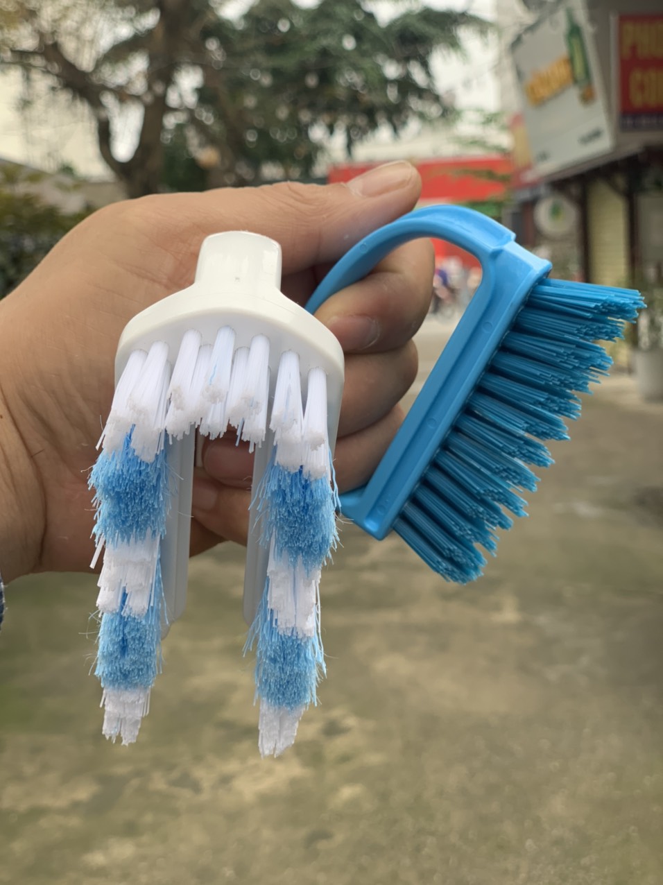 Bàn chải chà góc giặt đồ 2 trong 1 hàng nội địa Nhật Bản