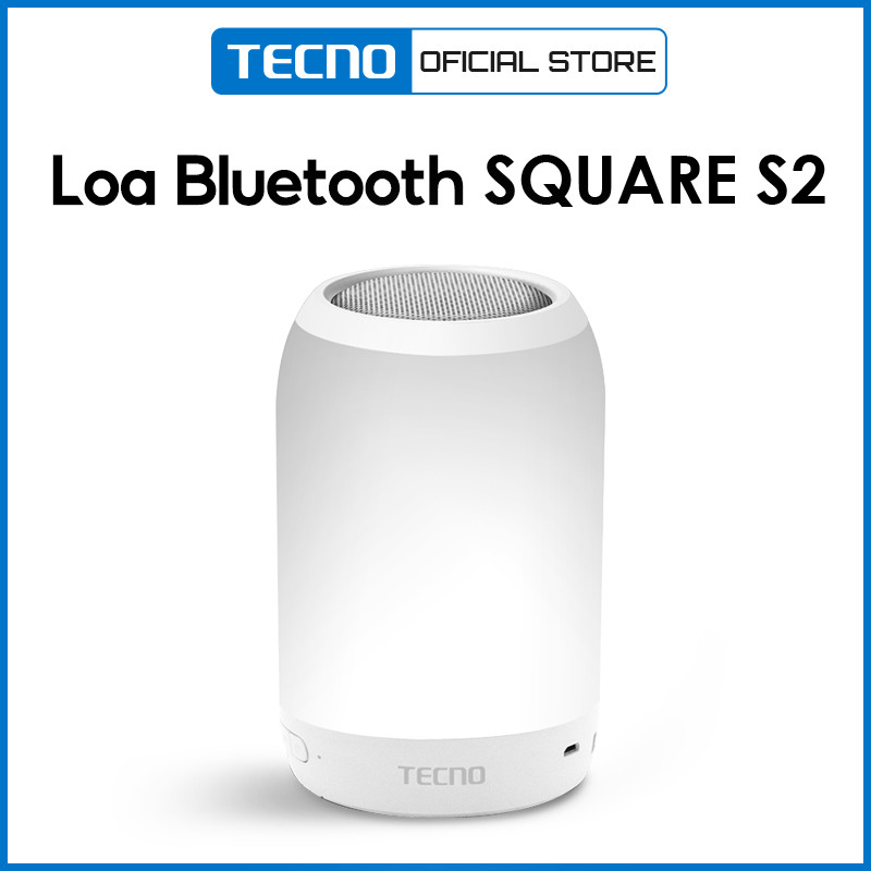 Loa Bluetooth TECNO SQUARE 2 | Loa Bass mạnh 52mm | Ghép đôi loa kép | Pin 2220 mAh | Đèn Led nhiều màu - Hàng Chính Hãng 