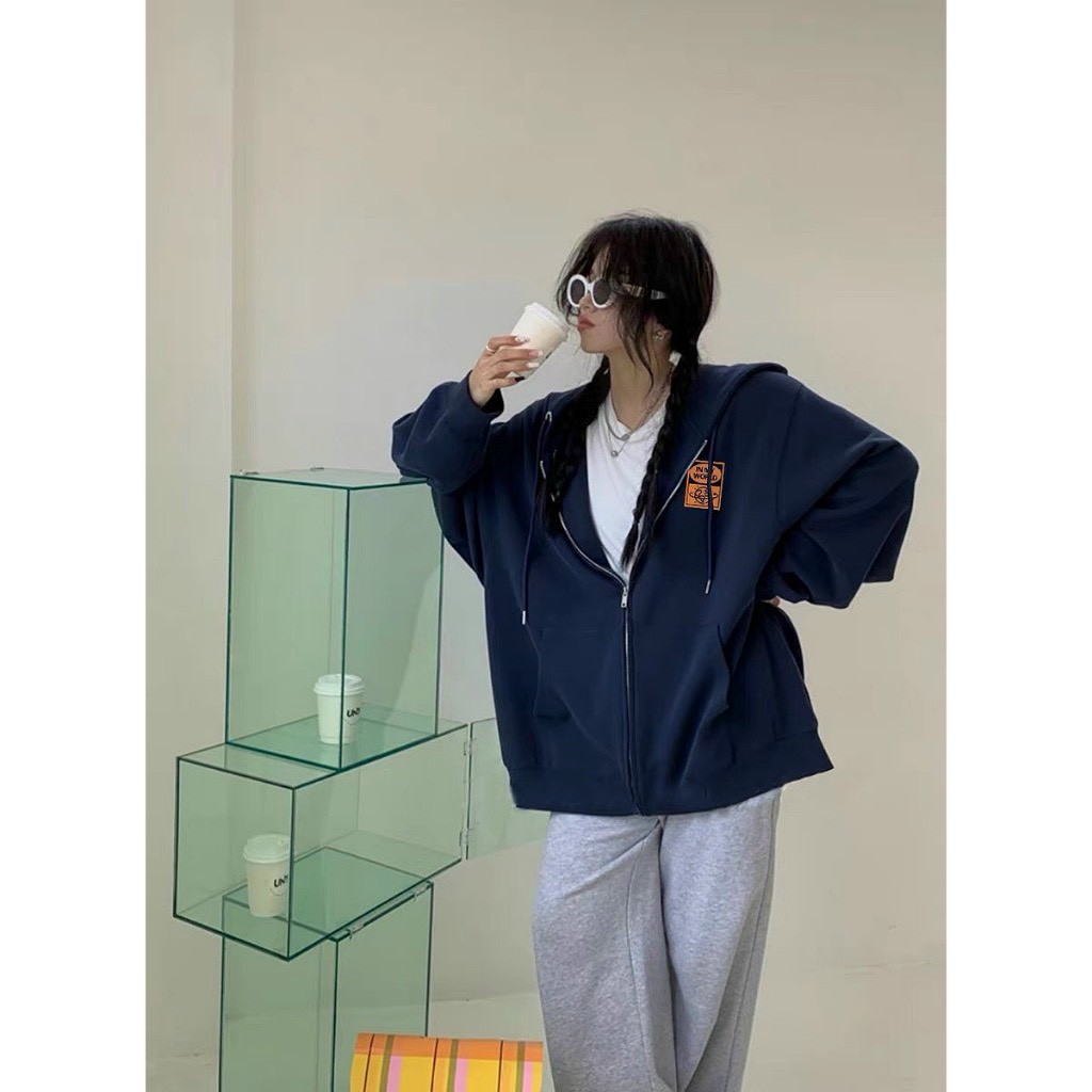 Áo khoác nỉ dây kéo nhiều màu dày dặn form rộng unisex có nón vải nỉ bông, Áo khoác hoodie zip khóa kéo phom rộng basic dành cho nam nữ Ulzzang