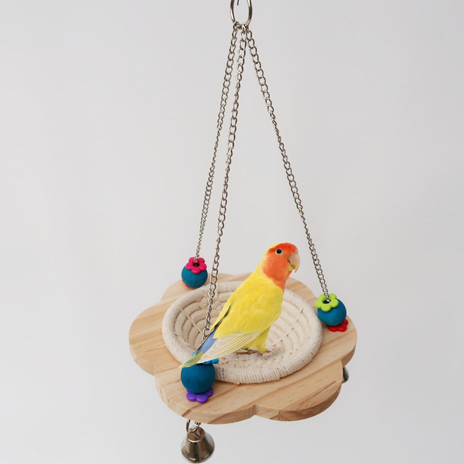 Bird Parrot Cage Toy Hammock Wooden Accessories Bird House Finches Funny A