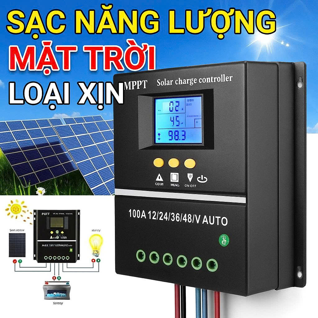 Bộ Sạc Năng Lượng Mặt Trời MPPT 80A Thông Minh Loại Xịn– Tự Động Nhận 12V/24V/36V/48V, Cực Kỳ Ổn Định, đèn trang trí