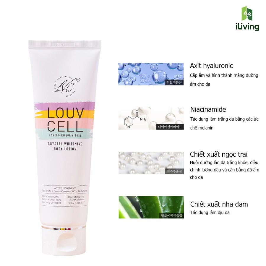 Kem dưỡng ẩm trắng da body Louv Cell Crystal Whitening Body Lotion 120ml LOUDTB120