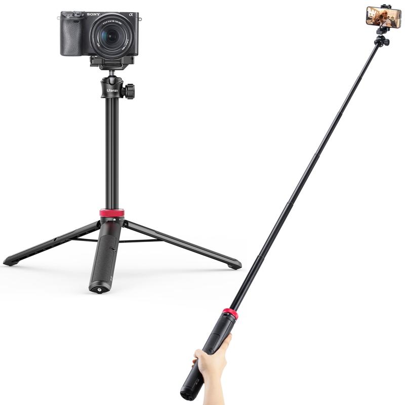 Ulanzi MT-44 Chân đế 3 chân phát sóng trực tiếp có thể mở rộng 57,6 inch với giá đỡ gắn điện thoại cho máy ảnh DSLR SLR Gopro Smartphone Vlog Màu: Đen
