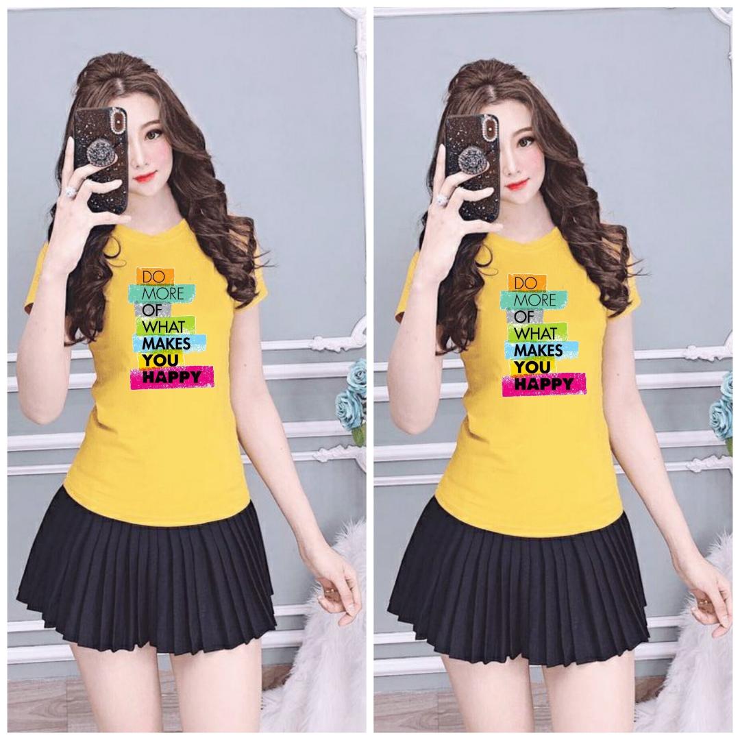 Áo thun nữ MXM cổ tròn form ôm body in hình thun cotton 4 chiều từ 40-52kg