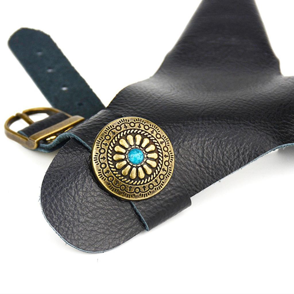 Archery Cow Leather Finger Tab Protector Gloves Arm Hand Guard Tool Black