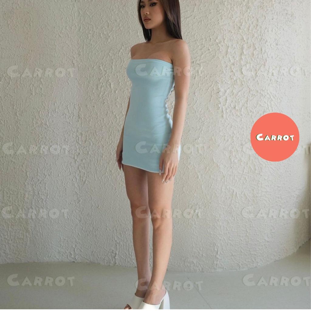 Đầm body sexy cúp ngực carrotxinhdep váy ôm eo ôm ngực màu đen màu xanh ngắn dự tiệc chất thun gân co giãn