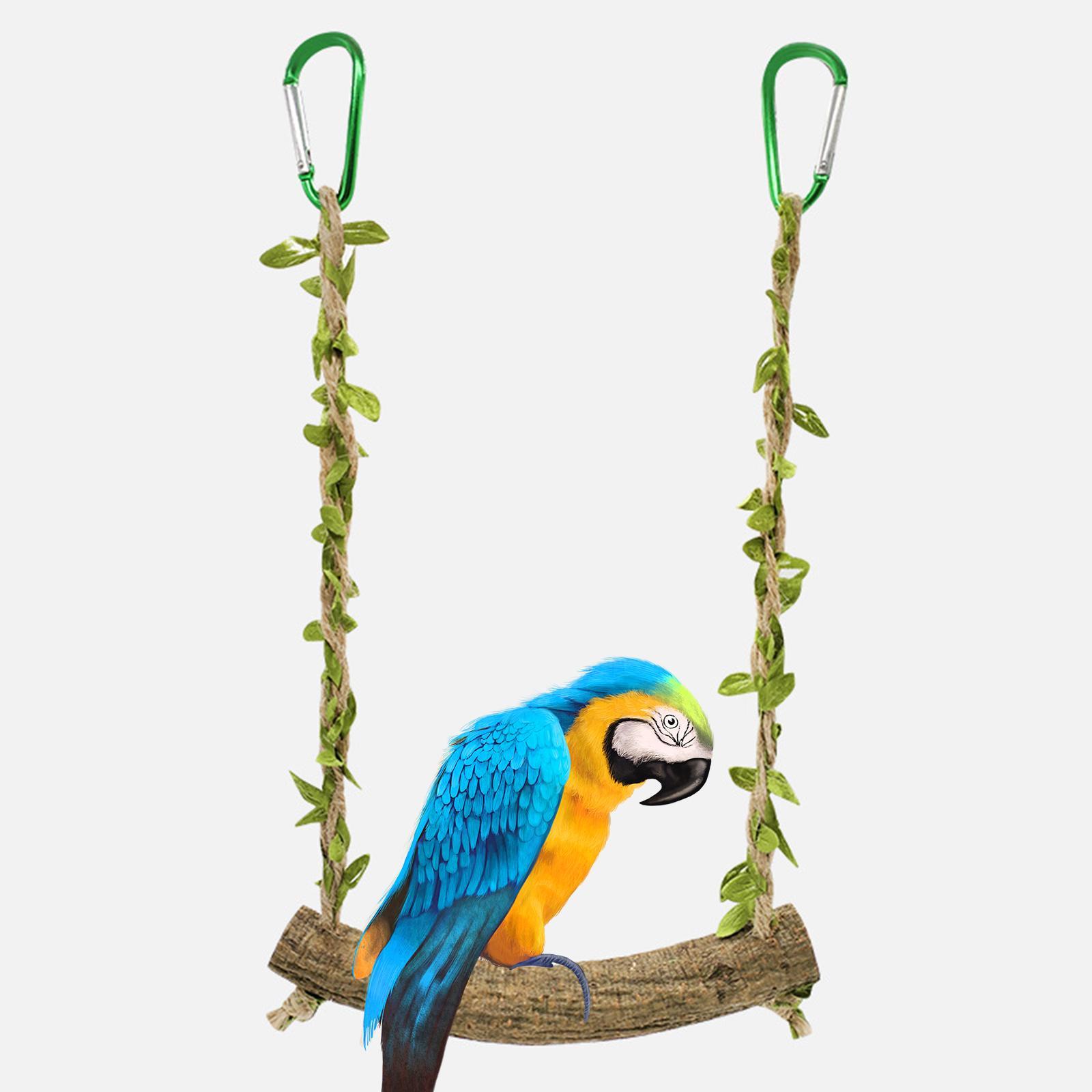 Wooden Birds Parrots Stand, Bird Training Perch Stand, Parakeet Cage Hammock, Chewing Bird Cage Toys for Medium Parrot