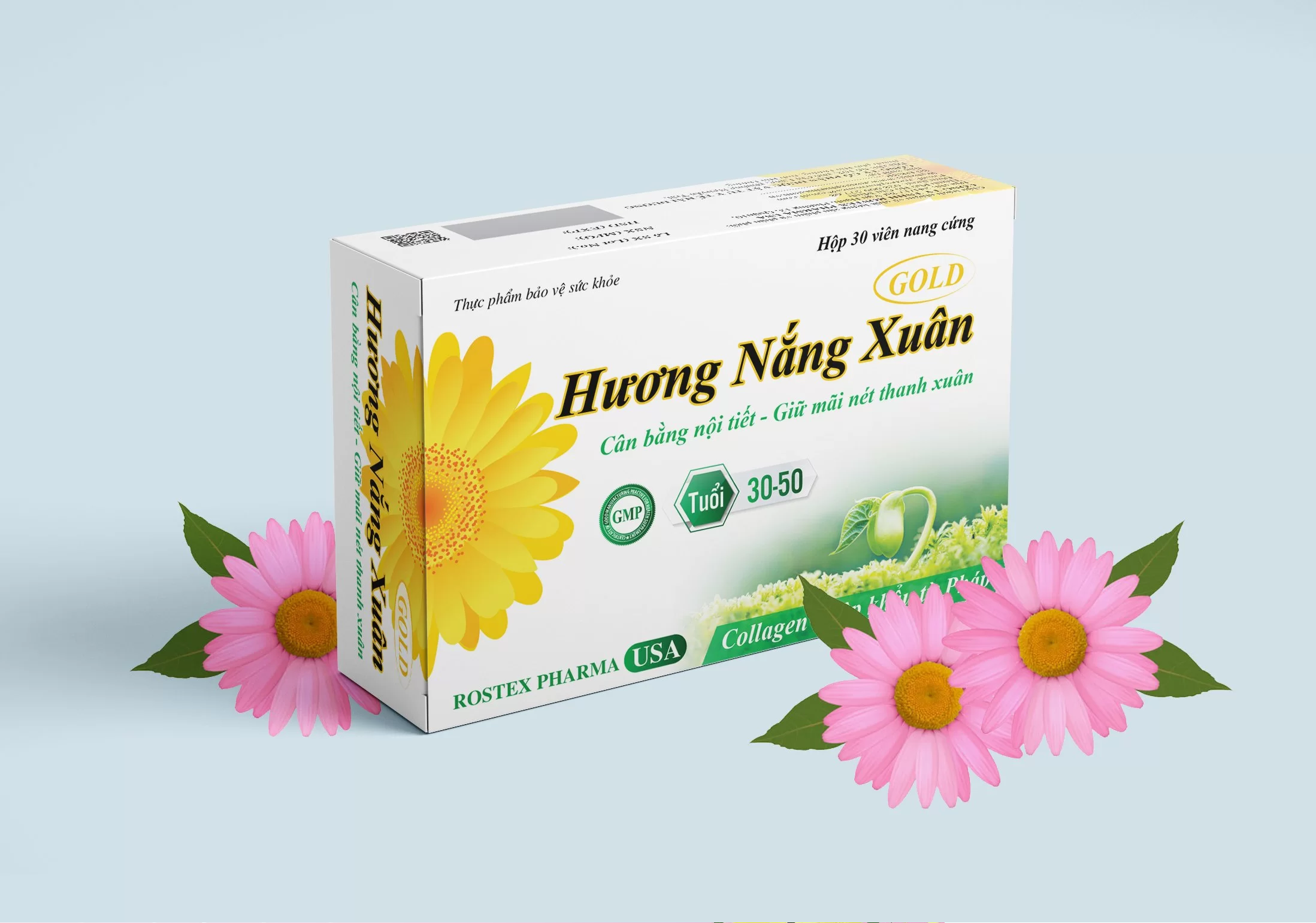 Hương Nắng Xuân Gold HDPHARMA đẹp da, tăng nội tiết tố, giảm nám sạm da - 30 viên