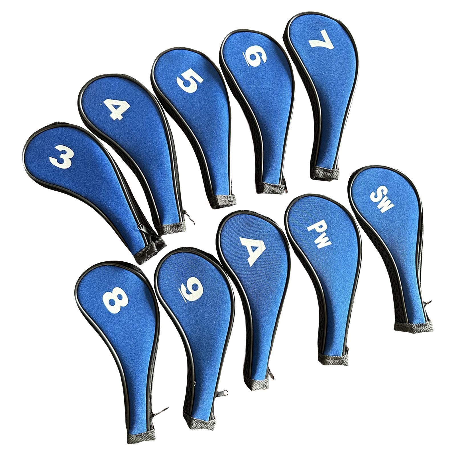 10Pcs Golf Iron Headcover Set Golf Club Head Cover Putter for Outdoor Sports
