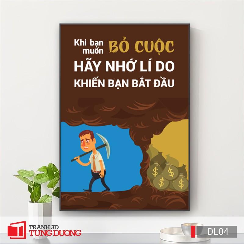 Tranh treo tường động lực văn phòng câu nói slogan truyền cảm hứng, tranh canvas trang trí DL01