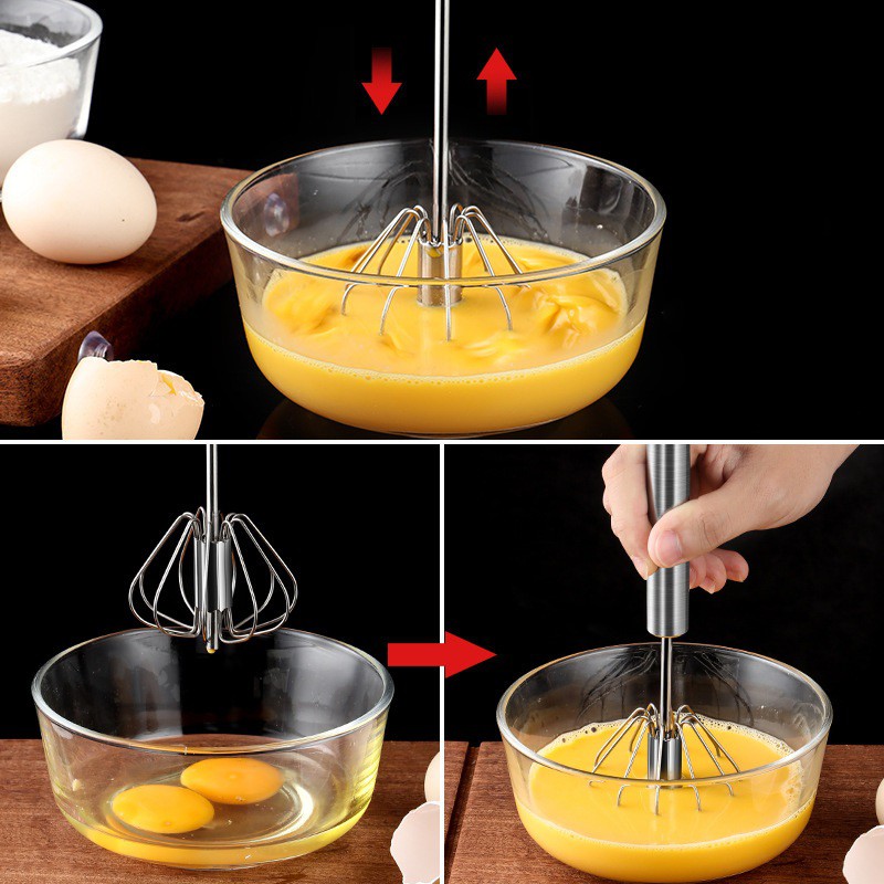 Cây Đánh Trứng Cầm Tay Tự Xoay Inox Chống Han Gỉ - Máy Đánh Trứng, Tạo Bọt Cà Phê Cầm Tay Tự Khuấy Cao Cấp