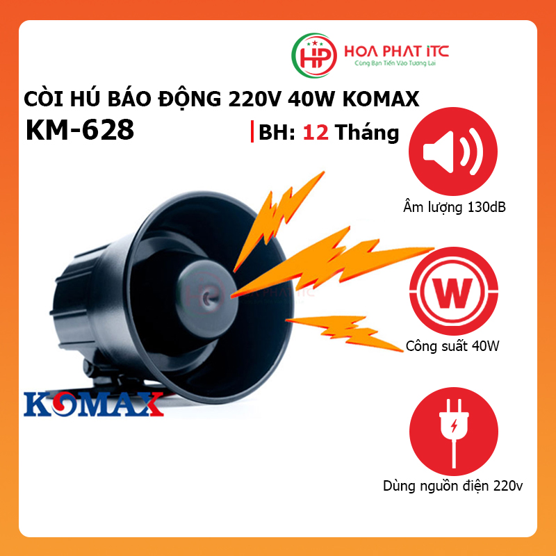 Còi hú Komax KM-628 dùng điện 220V - Hàng chính hãng