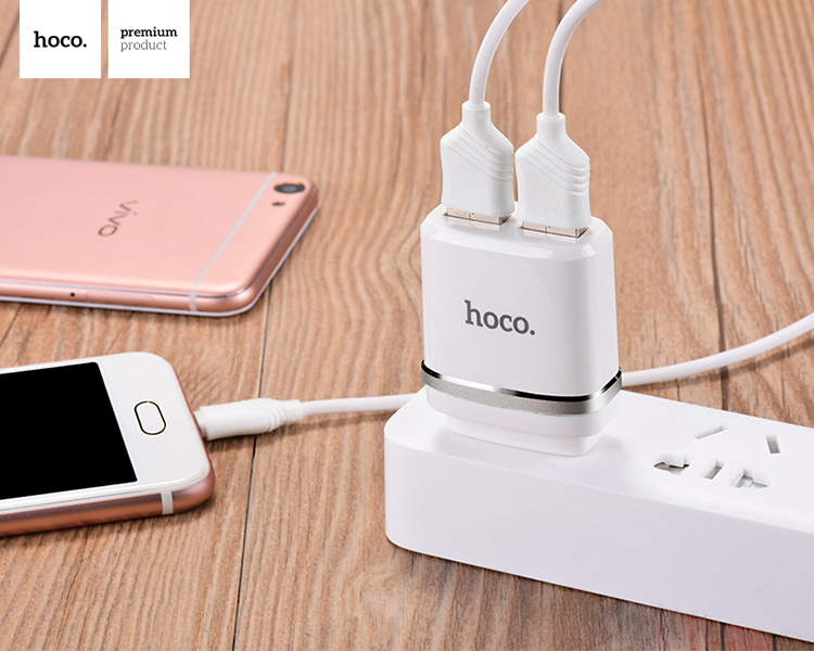 Bộ Sạc Điện Thoại MicroUSB HOCO C12A - Trắng - Hàng Chính Hãng