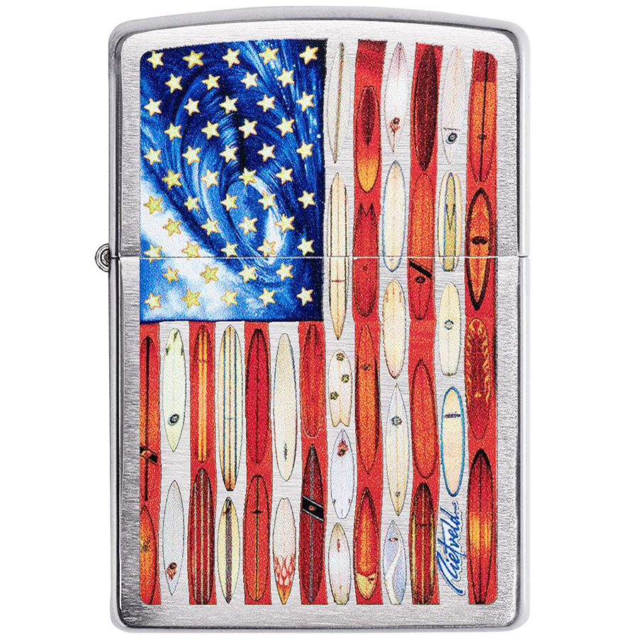 Bật Lửa Zippo 49145 – Zipppo Rietveld American Flag Brushed Chrome