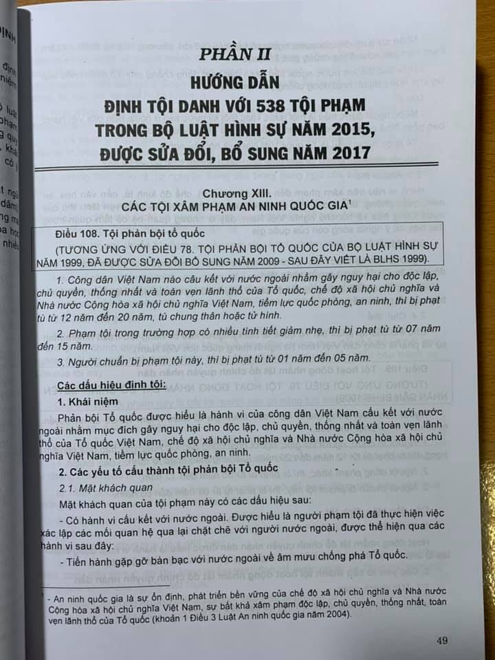 Phương pháp định tội danh với 538 tội phạm trong Bộ luật Hình sự năm 2015, sửa đổi bổ sung năm 2017 và Bộ mẫu chương trình điều hành phiên tòa hình sự sơ thẩm, phúc thẩm