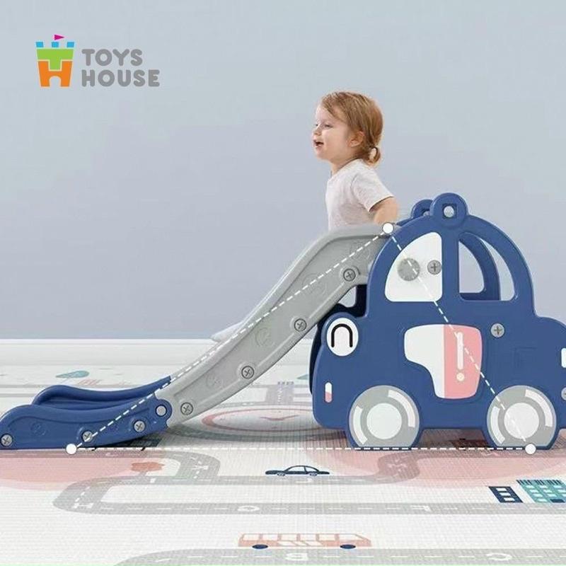 Cầu trượt cho bé gấp gọn kèm khung bóng rổ hình Ô tô cho bé Toys House-hàng chính hãng-Hàng có sẵn