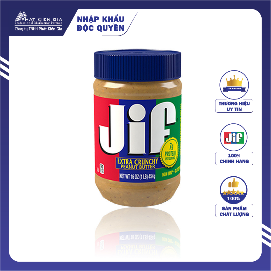 Bơ Đậu Phộng Hạt Jif 454g