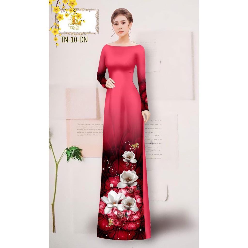 Vải may áo dài in họa tiết hoa sứ trắng thanh lịch, nhẹ nhàng